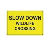 Slow Down Wildlife Crossing Bright Yellow Sign 12 X 8 Inches Aluminum Sign Reflective - Uv Protected, Waterproof, Weatherproof And Fade Resistant - 4Pre-Drilled Holes
