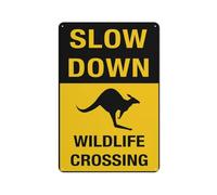 Slow Down - Wildlife Crossing Kangaroos Sign Safe Sign, Signs Outdoor, 12 X 8 In, Sign For Home, Business, Driveway Alert