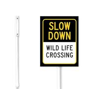 Slow Down Wildlife Crossing Metal Sign With Stakes Aluminium Protect Environment Wall Decor Metal Sign Plaque Poster 8X12 Inches
