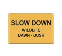 Slow Down Wildlife Dawn-Dusk Sign 12 X 8 Inches Reflective Aluminum Metal Warning Signage With Symbol For Indoor Outdoor Use