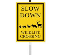 Slow Down Yard Signs with Stake Wildlife Crossing Safety Sign for Street Rustproof Reflective Aluminum Caution Drive Slowly Watch for Wildlife Sign Garden Animal Sign for Neighborhoods