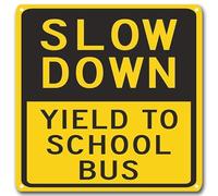 Slow Down - Yield To School Bus Tin Signs Retro Plaque Wall Decor For Home Kitchen Office Club Bar Gym Indoor Outdoor