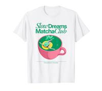 Slow Dreams Matcha Club Aesthetic Retro Green Tea Lover Value Graphic T-Shirt, Men, White, XL