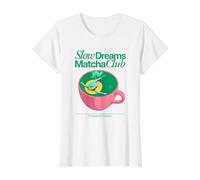 Slow Dreams Matcha Club Aesthetic Retro Green Tea Lover Value Graphic T-Shirt, Women, White, M