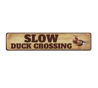 Slow Duck Crossing Signs - 16x4 Inch Metal Sign Duck Pond Sign Farm Organic Country Tin Signs And Graphics Suitable For Indoor And Outdoor Ducks Sign Backyard Garage