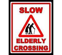 Slow Elderly Crossing The Road Old People Metal Plaque Tin Sign 8"x12" for House Decor Yard Signs for Outdoor & Indoor