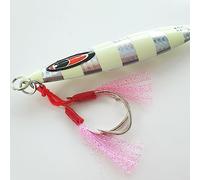 Slow Fall Pitch Jigs Backbone Rigged | Luminous Metal Jigging Lures for Bass, Cod, Snapper | Double Assist Hooks | Saltwater Offshore Fishing