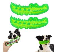Slow Feed Chew and Fetch Crocodile, Dog Slow Feeder Puzzle Toy, Cute Durable Rubber Treat Dispenser, Alligator Chew Toy for Large, Medium & Small Dogs Teeth Cleaning, Fetch & Training (2PCS-Small)