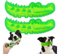Slow Feed Chew and Fetch Crocodile, Dog Slow Feeder Puzzle Toy, Cute Durable Rubber Treat Dispenser, Alligator Chew Toy for Large, Medium & Small Dogs Teeth Cleaning, Fetch & Training (2PCS-Large)