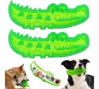 Slow Feed Chew and Fetch Crocodile, Dogs Interactive Puzzle Feeder, Alligator Enrichment Feeding Dogs Toy, Durable Rubber Treat Dispenser for Brush Teeth Cleaning, Keep Them Busy (2PCS-S)