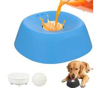 Slow Feed Liquid Dog Bowl, Rolling Ball Slow Feeder Dog Bowl, Anti-Bloat No-Spill Slow Feed Liquid Dog Bowl, Dog Lick Ball Treat Feeder for Small Medium Dogs, Suitable for All Breeds (Blue)