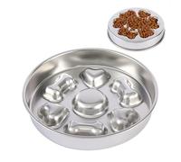 Slow Feed Metal Dog Bowl - 20cm Stainless Steel Dog Bowl Raised Feeding Sections Safe Durable Material | Anti Choking Dog Dish for Puppies My