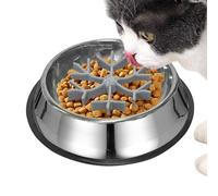 Slow Feeder | Anti-swallowing Feeding Bowl - Prevents Swallowing Harness Silicone Stainless Steel for Dogs Puppies Cats Small Large Medium Breed Water Feeding Eating