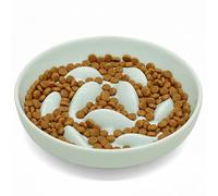 Slow Feeder Bowl for Cats and Small Dogs,Cilkus Fish Pool Design, Fun Interactive Bloat Stop Puzzle Feeder Bowl Healthy Eating Diet Made of Melamine Food Grade Material (Green-Ceramic)