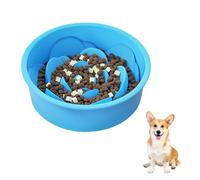 Slow Feeder Bowl, Non-Slip Silicone Pet Food Bowl with Suction Cups, Anti-Gulping Pet Bowls for Quick Eaters, Dishwasher Puzzle Dog Food Dish