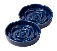 Slow Feeder Cat Bowl Set of 2, Ceramic Slow Feeding Cats Bowl Whisker Friendly, Anti Vomiting Cat Feeder for Dry and Wet Food，Fun Maze Interactive Bloat Stop Puzzle Bowls for Healthy Eating Diet