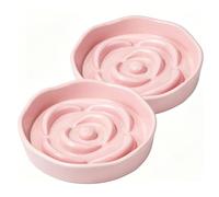 Slow Feeder Cat Bowl Set of 2, Ceramic Slow Feeding Cats Bowl Whisker Friendly, Anti Vomiting Cat Feeder for Dry and Wet Food，Fun Maze Interactive Bloat Stop Puzzle Bowls for Healthy Eating Diet