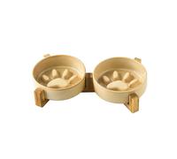 Slow Feeder, Ceramic-Slow Feeder Dog Bowls Elevated for Medium and Large Breed, Slow Feed Dog Bowl with Stand(Brown)