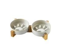 Slow Feeder, Ceramic-Slow Feeder Dog Bowls Elevated for Medium and Large Breed, Slow Feed Dog Bowl with Stand(Grey)