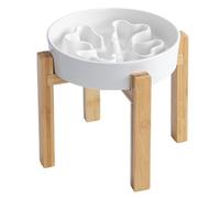 Slow Feeder,Ceramic-Slow Feeder Dog Bowls Elevated for Medium Breed,2.5 Cups Slow Feed Dog Bowl with Stand