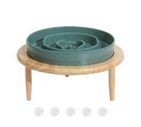 Slow Feeder - Ceramic Wood 20.5 x 20.5 x 13.5 cm | Feeding Bowl | Dog Bowl | Raised Feeder for Dogs, Cats, Puppies, Slow Eating, Portion Control During Meals, Healthy Digestion