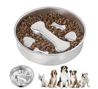 Slow Feeder Dog Bowl - Anti-Choking Stainless Steel Dish, Healthy Digestion Bloat, Professional Fast Eater Trainer, Sanitary Metal Food Plate, Durable Non-Slip Pet Feeder, Rust-Proof Basin | For