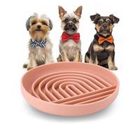 Slow Feeder Dog Bowl, BOJVESH 7.5 inch Silicone Puzzle Bowl Lick Mat, Non-Slip Slow Down Bowl with Suction Cup, Slow Feeder Bowl for Fast Eaters, Pet Slow Feeding Dish for Small Medium Dogs (Blush)