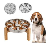 Slow Feeder Dog Bowl - Elevated Dog Bowl, 2 Cup 304 Stainless Steel Maze Food Dish for Small Medium Breed Puppies, Non Slip Raised Doggy Metal Plate with 5.5in Stand, Non Gobbling Neck Relief