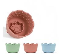 Slow Feeder Dog Bowl - Food-Grade Silicone Anti-Slip Design | Anxiety Relief & Lick Mat | Prolongs Mealtime | for Small & Medium Pets (Red)