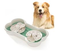 Slow Feeder Dog Bowl for Large Dogs with Non-Slip Base - Adjustable Speed Design, Removable Puzzle Inserts & Dishwasher Safe, Green