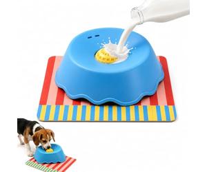 Slow Feeder Dog Bowl for Liquid Treat with Built-in Ball,Soft Silicone Lick and Roll Bowl for Dogs with Non-Slip Mat for Liquid Treats Bone Broth Yogurt,Anti-Slip Interactive Lick Toy, Anxiety Relief