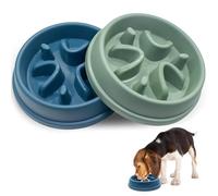 Slow Feeder Dog Bowl Large Personalised Green 2PCS Dog Bowls for Small Medium Large Dog Food Bowl Puppies Puzzle Feeders for Dogs Cats Feeding Slow Eating Dog Bowl Pet Bowls Toy Interactive 20.7x4.6CM