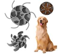 Slow Feeder Dog Bowl, Large Silicone Slow Feeder Insert with Suction Cups, Helps Dogs Eat Slower for Healthy Digestion, Dishwasher Safe, Grey