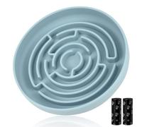 Slow Feeder Dog Bowl, Silicone Dog Slow Feeder with Suction Cup Anti Choking Healthy Eating Anti-Slip Eco-friendly with 30 pcs Trash Bag Anti-Gulp Slow Feeding Bowl for Cats & Puppy New Maze Design