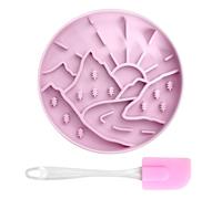 Slow Feeder Dog Bowl Silicone with Large Suction Cup at The Bottom Dog Food Bowl with a Scraper Cat Slow Feeder for Dry Food, Wet Food, Canned Food or Frozen Puree, 20x20x4 cm