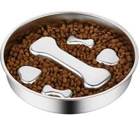 Slow Feeder Dog Bowl - Stainless Steel Dog Slow Feeder Lick Bowl, Non-Slip Eating Puzzle Dish, Flat Puppy or Cat Food Plate for Small or Medium Breeds (1Pcs)