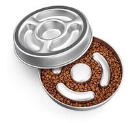 Slow Feeder Dog Bowl - Stainless Steel, Non-Slip Design, 4 Cups Capacity, Reduces Fast Eating, Ideal for Medium and Large Dogs, Suitable for Food and Water