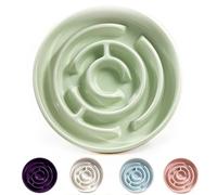 Slow Feeder Dog Bowls, Ceramic Dog Bowl with Anti-Slip, Slow Feeder & Non-Slip Design, Boredom and Anxiety Reducer, Suitable for All Breed Dogs and Cat(Ceramic-Green)