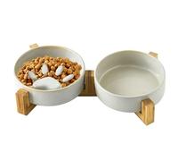 Slow Feeder Dog Bowls | Cute Paw Ceramic Dog Food And Water Bowl Set | Pet Dishes for Yard Standing Indoor Home Outdoor Garden Camping Water