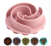 Slow Feeder Dog Bowls Insert, Bestalk Soft Silicone Slow Eating Feeder Insert with Suction Cups for Small, Medium and Large Dogs, Fit into Basic and Elevated Dog Bowls, Pink