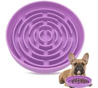 Slow Feeder Dog Bowls, Puzzle Silicone Dog Feeding Bowls, Slow Feeder Non-Slip with Suction Cups, Anti-Choking, Non BPA, Reduces Boredom, Anxiety, Dishwasher Safe (Purple)