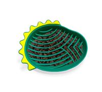 Slow Feeder Dog Bowls, Silicone Dog Bowl Slow Feeder with a Green Dinosaur-Shaped and Grooves Inside, Slow Down The Eating Speed (Green)