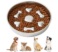 Slow Feeder Dog Bowls Small Pet Feeder Bowls Slow Eating Anti Choke Slow Feeding Cat Bowl Stainless Steel Dog Plate Bowls With Non-slip Rubber Bases Convex Pattern Design to Slow Down Eating