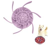 Slow Feeder Insert for Dog Bowls - Adjustable Silicone Mat with 36 Suction Cups, Cuttable to Fit & Prevent Bloat/Choking, for Fast Eaters, Fits Most Bowls (Purple)