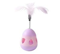 Slow Feeding Ball for Cats, Superior Feather Cat Treat Dispenser Toy for IQ Training Lovely Interactive Indoor for Dogs (Pink Purple)