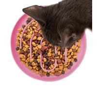 Slow Feeding Cat Bowl | Dry Wet Food Slow Feeder for Puppy Silicone Meat Holder Round Healthy Eating for Outdoor Diced Chicken Cream Outdoor