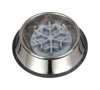 Slow Feeding Dish for Dogs - 8.43 Inch Healthy Silicone and Stainless Steel Dish | Anti-Gagging Feeder for Dogs Puppies Cats Small Medium Large Breeds