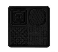 Slow Feeding Licking Mat for Pets, Non Slip Silicone Feeding Accessory with Suction Base (Black)