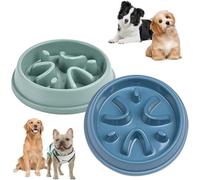 Slow Food Bowl | Anti-Glutton, Spiral Design, Non-Slip Base, Perfect for Small and Medium Dogs to Prevent Choking, Bloat (Blue+Green)