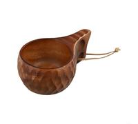 Slow-Heat-Conducting Wooden Mug with Secure Handle and Woven Carrying Rope for Everyday Beverage Consumption (F)